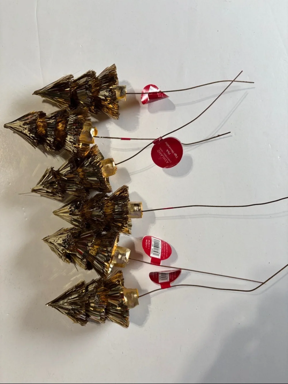 Gold Tinsel Tree Picks in Metallic Gold tree pics NEW SET OF 6 Gold Tinsel pics